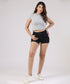 High-Rise Frayed Jean Black Shorts